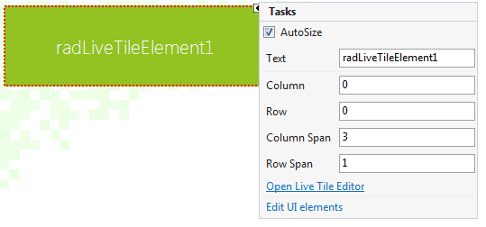 WinForms RadPanorama Tile Smart Tag