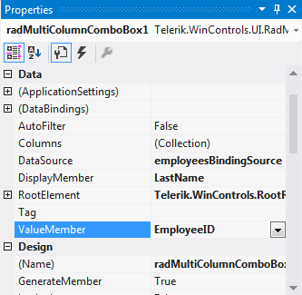 WinForms RadMultiColumnComboBox Properties Dialog