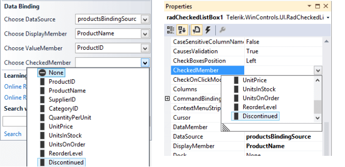 WinForms RadCheckedListBox Design Time