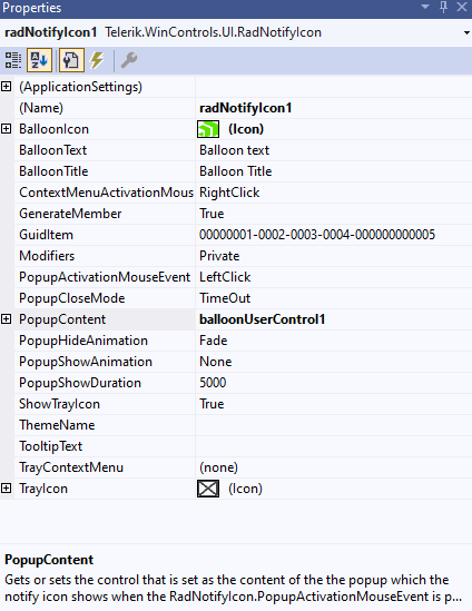 RadNotifyIcon Properties