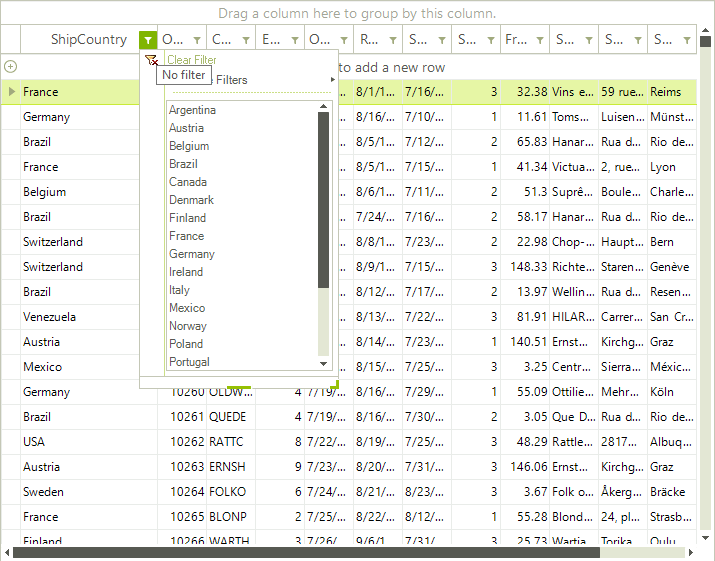 WinForms RadGridView Simple list filter popup