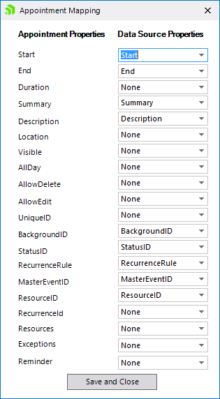 WinForms RadScheduler Appointment Mapping Dialog