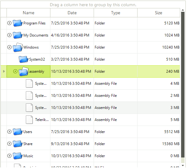 WinForms RadGridView Self-Referencing Example