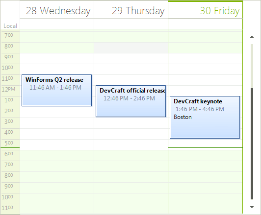 WinForms RadScheduler TelerikMetroTouch