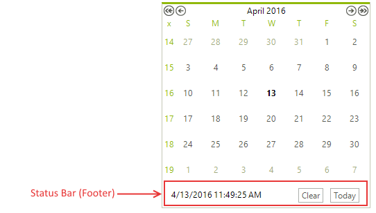 WinForms RadCalendar Footer