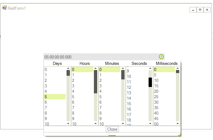 WinForms RadTimeSpanPicker Getting Started