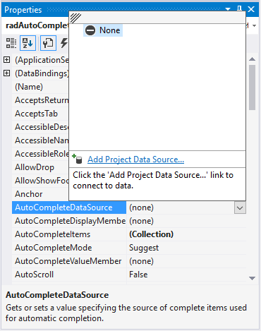 WinForms RadAutoCompleteBox The AutoCompleteDataSource property in Visual Studio