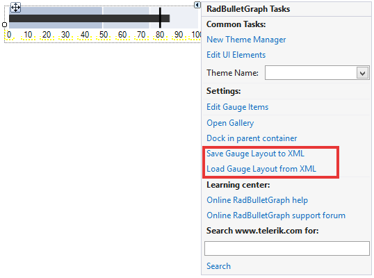 WinForms RadGauges BulletGraph Smart Tag