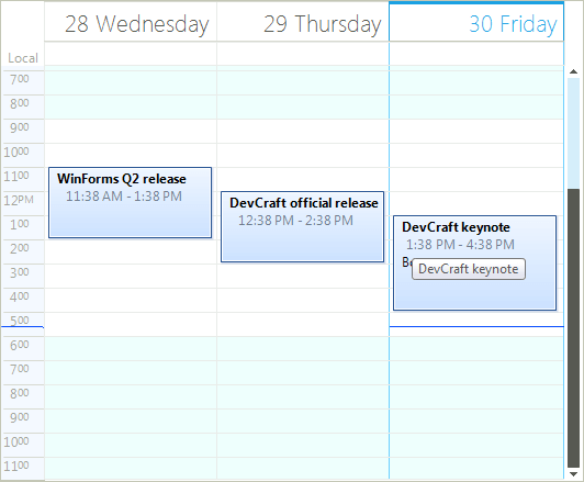 WinForms RadScheduler TelerikMetroBlue