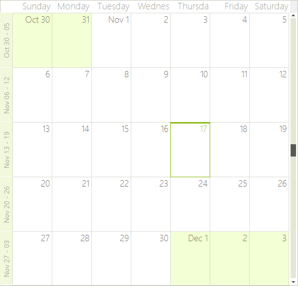 WinForms RadScheduler Show Full Month