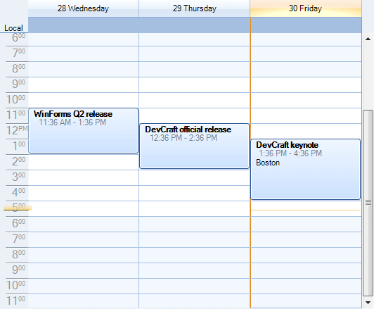 WinForms RadScheduler Windows 7