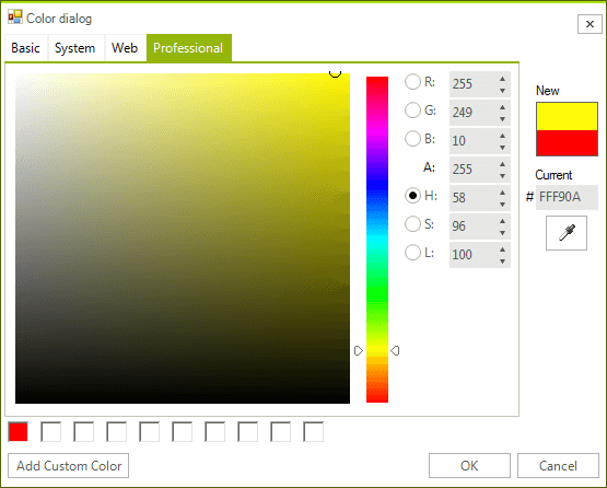 WinForms RadColorDialog Usability Professional