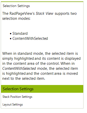 WinForms RadPageView Bottom stack position and standard selection mode