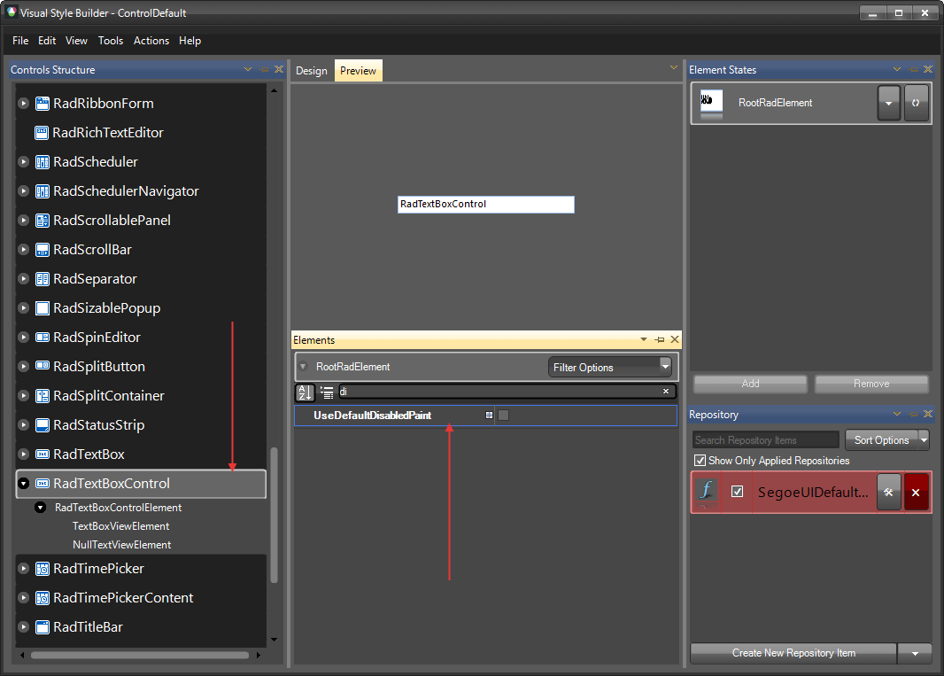 WinForms RadTextBoxControl UseDefaultDisabledPaint False