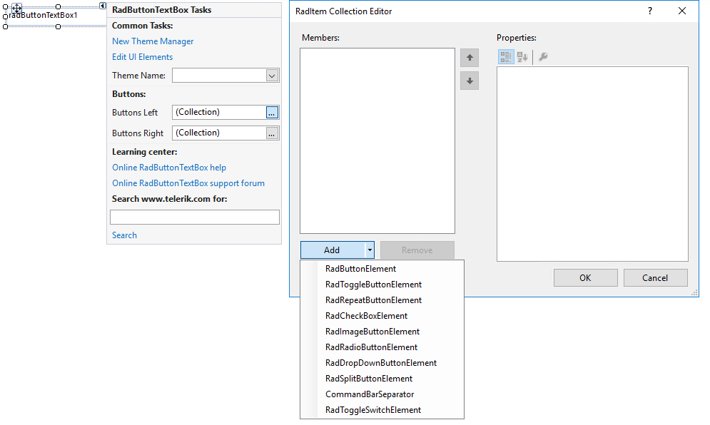 WinForms RadButtonTextBox Design Time