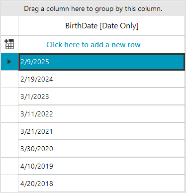 WinForms RadGridView GridViewDateOnlyColumn