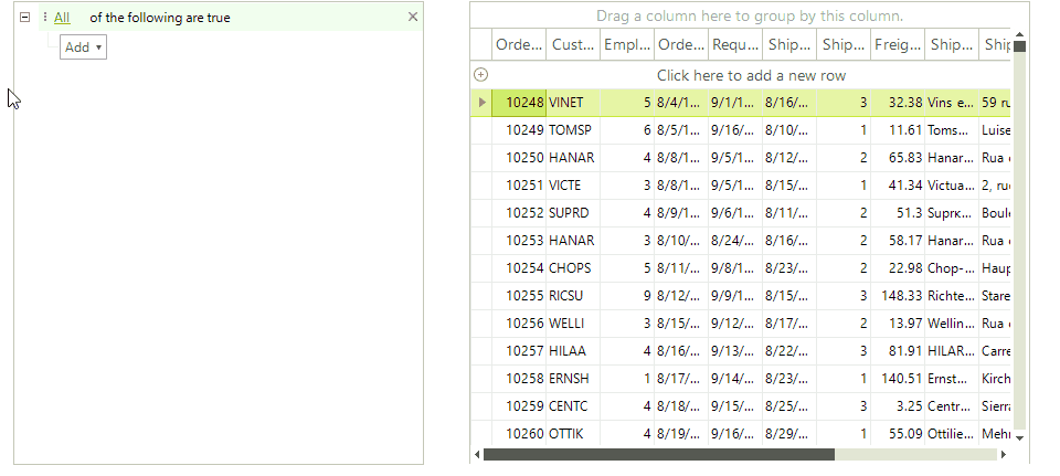 WinForms RadDataFilter Getting Started