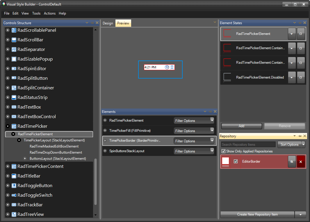 WinForms RadDateTimePicker ForeColor Value