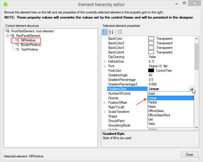 WinForms RadPanel FillPrimitive