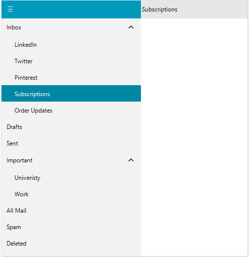 WinForms RadNavigationView Hierarchy Sample