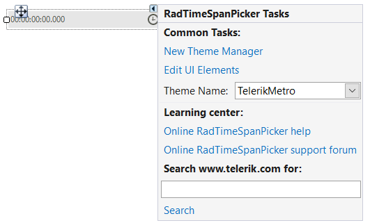 WinForms RadTimeSpanPicker Smart Tag