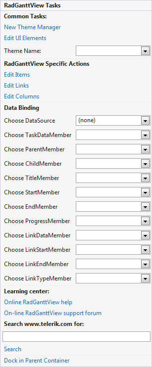 WinForms RadGanttView Smart Tag