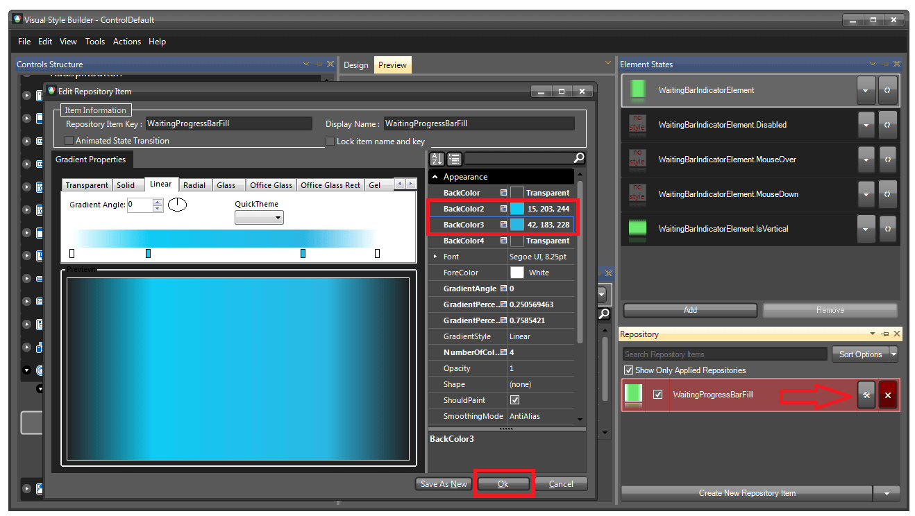 WinForms RadWaitingBar Fill Repository