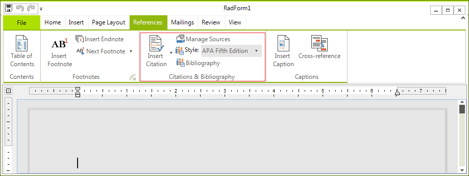 WinForms RadRichTextEditor Bibliographic References