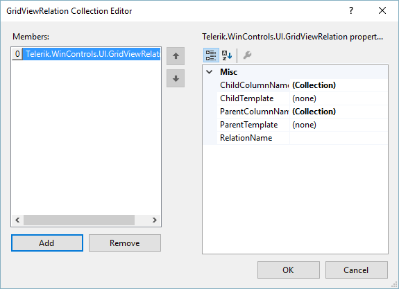 WinForms RadGridView Hierarchical Grid in Bound Mode