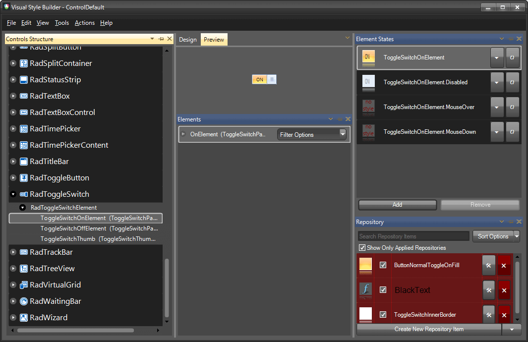 WinForms RadButtons togglebutton-customizing-appearance-themes 001