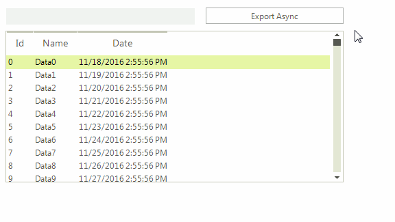 WinForms RadListView Exporting Data Asynchronously