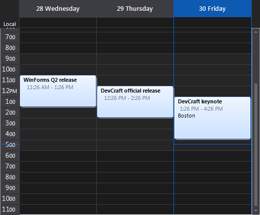 WinForms RadScheduler VisualStudio2012Dark