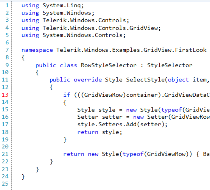 WinForms RadSyntaxEditor Current Line Number Color