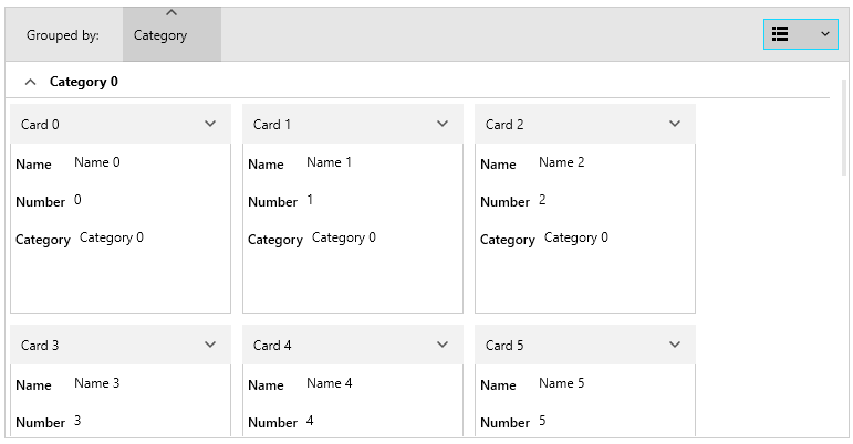 WPF RadCardView Customized group panel items