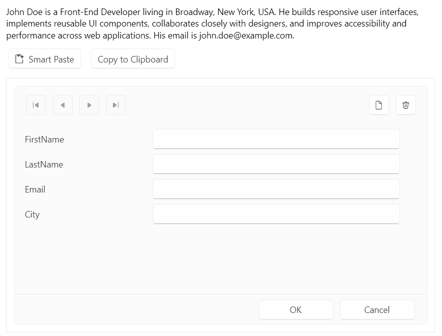The Telerik UI for Wpf SmartPasteButton AI-powered component