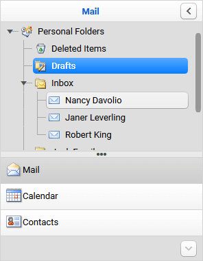 Crystal theme colors represented in RadOutlookBar
