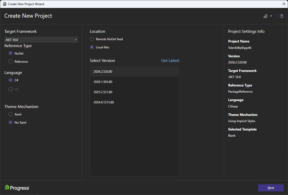 Choosing an application template