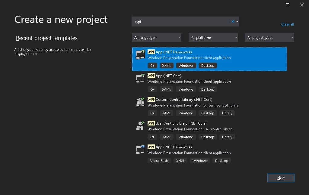 WPF Create WPF Application