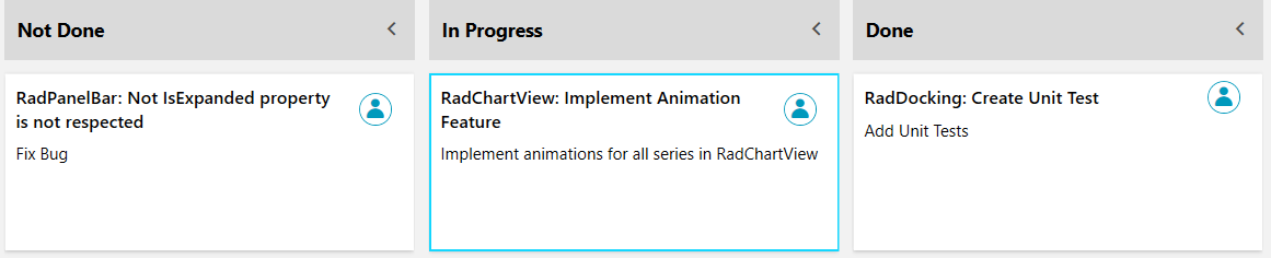 Telerik TaskBoard Selection 0