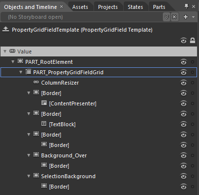 WPF RadPropertyGrid PropertyGridField Template Structure
