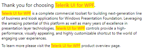 WPF RadHighlightTextBlock Overview