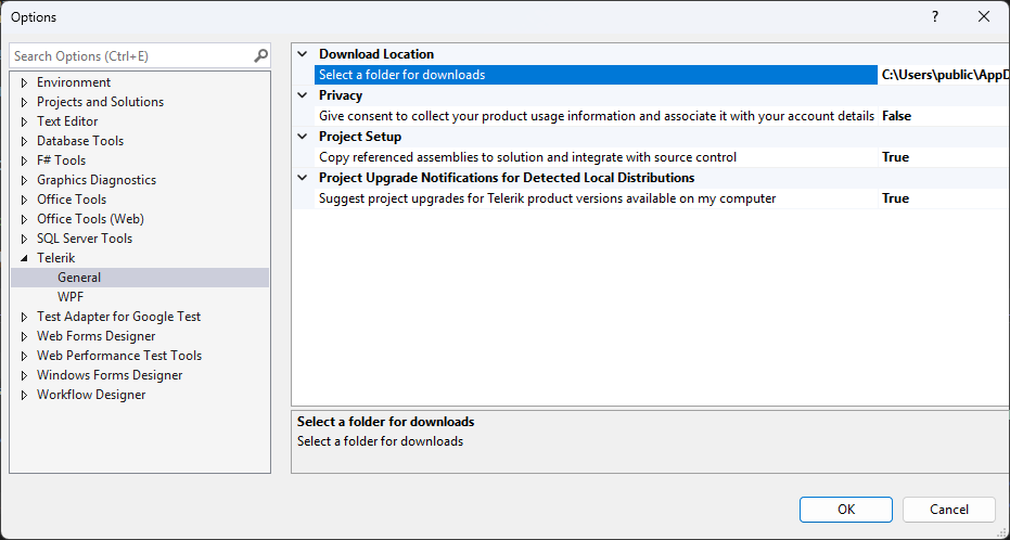 VSExtentions Options Dialog General