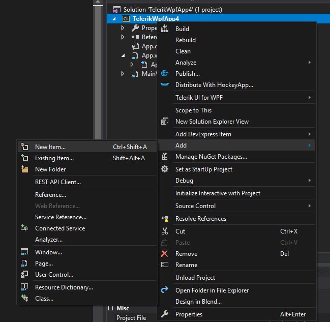 VSExtentions WPF Scenario Wizard Menu 2