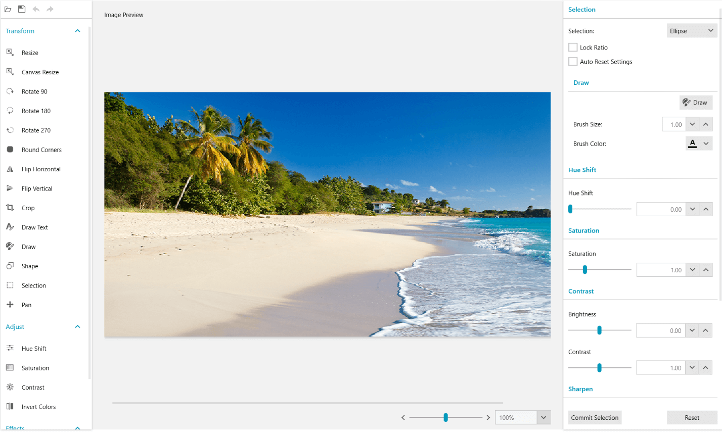 WPF RadImageEditor Tool settings UI
