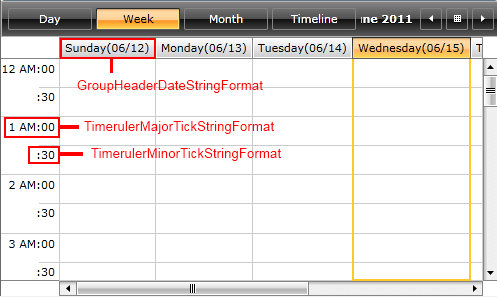WeekViewDefinition Formatting Properties