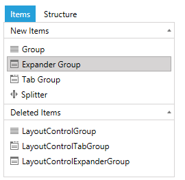 WPF RadLayoutControl Deleted items
