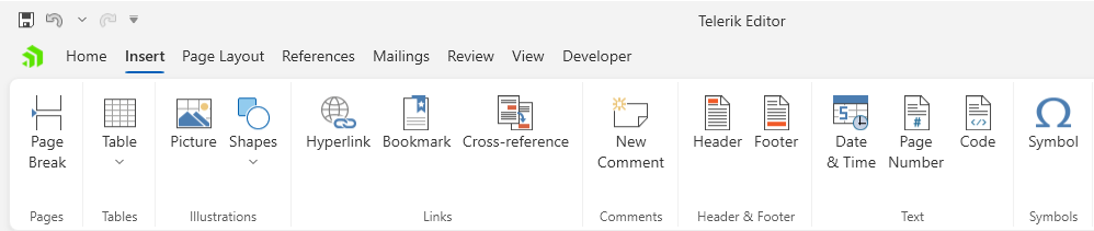 An image showing the button that opens the insert symbol dialog of RadRichTextBox for WPF