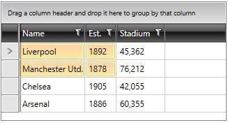 Telerik WPF DataGrid programmatic-selection-select-single-region