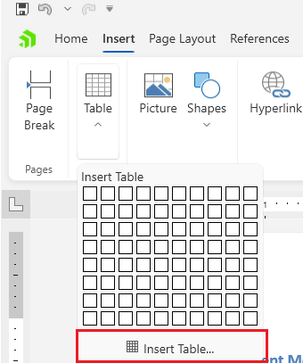 An image showing the button that opens the insert tables dialog of RadRichTextBox for WPF