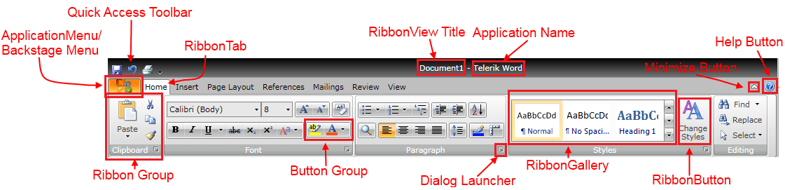 WPF RadRibbonView Visual Structure